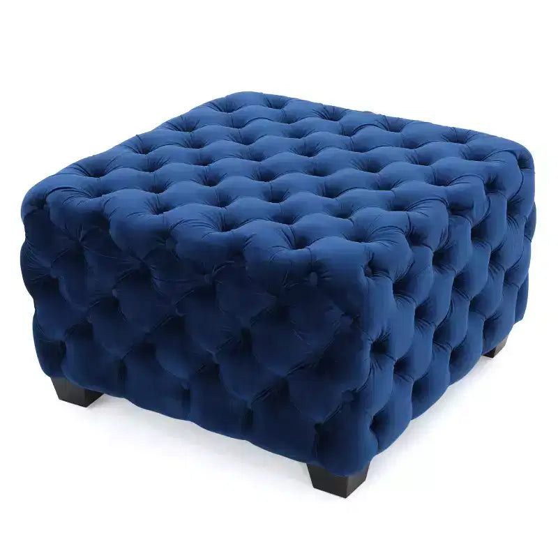 Okak Pouf Contenitore in Velluto con Cuciture a Rombo Trapuntate, Panchina Quadrata da Ingresso al Tatto Morbido, Pouf Poggiapiedi per Soggiorno