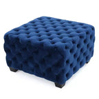 Okak Pouf Contenitore in Velluto con Cuciture a Rombo Trapuntate, Panchina Quadrata da Ingresso al Tatto Morbido, Pouf Poggiapiedi per Soggiorno