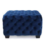 Okak Pouf Contenitore in Velluto con Cuciture a Rombo Trapuntate, Panchina Quadrata da Ingresso al Tatto Morbido, Pouf Poggiapiedi per Soggiorno