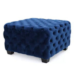 Okak Pouf Contenitore in Velluto con Cuciture a Rombo Trapuntate, Panchina Quadrata da Ingresso al Tatto Morbido, Pouf Poggiapiedi per Soggiorno