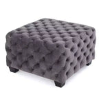Okak Pouf Contenitore in Velluto con Cuciture a Rombo Trapuntate, Panchina Quadrata da Ingresso al Tatto Morbido, Pouf Poggiapiedi per Soggiorno