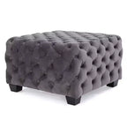 Okak Pouf Contenitore in Velluto con Cuciture a Rombo Trapuntate, Panchina Quadrata da Ingresso al Tatto Morbido, Pouf Poggiapiedi per Soggiorno