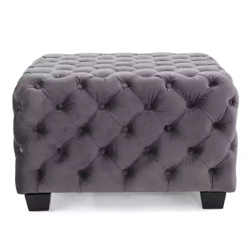 Okak Pouf Contenitore in Velluto con Cuciture a Rombo Trapuntate, Panchina Quadrata da Ingresso al Tatto Morbido, Pouf Poggiapiedi per Soggiorno