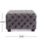 Okak Pouf Contenitore in Velluto con Cuciture a Rombo Trapuntate, Panchina Quadrata da Ingresso al Tatto Morbido, Pouf Poggiapiedi per Soggiorno