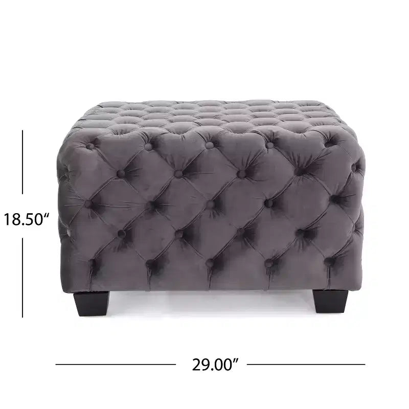 Okak Pouf Contenitore in Velluto con Cuciture a Rombo Trapuntate, Panchina Quadrata da Ingresso al Tatto Morbido, Pouf Poggiapiedi per Soggiorno