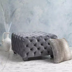 Okak Pouf Contenitore in Velluto con Cuciture a Rombo Trapuntate, Panchina Quadrata da Ingresso al Tatto Morbido, Pouf Poggiapiedi per Soggiorno