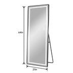 TUYOHW Specchio moderno a figura intera con LED regolabile, specchio a parete, specchio da terra con supporto, specchio per il corpo per soggiorno, nero