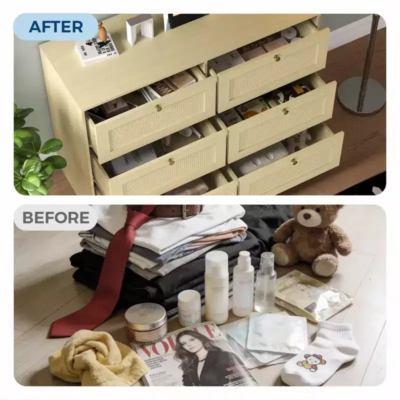 Cassettiera Boho Moderna a 6 Cassetti con Gambe in Legno Massello, Cassettone Lungo per Camera da Letto e Soggiorno