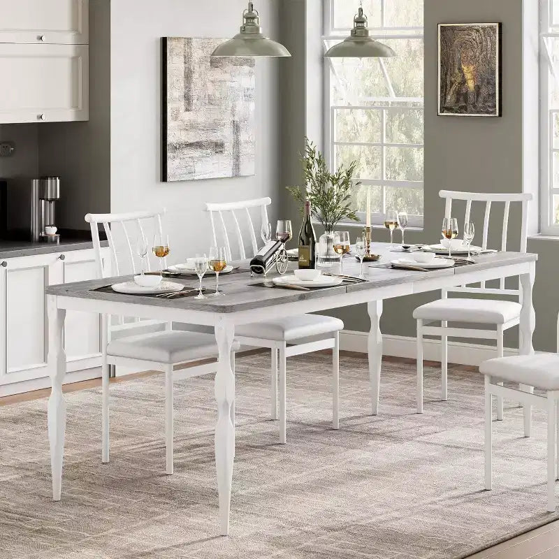 Tavolo da Pranzo Rettangolare per 6 Persone, Tavolo da Cucina Rustico da 200 cm, Tavolo da Pranzo Lungo in Legno, Tavolo da Pranzo e Tavolo per Feste, Grande Famiglia