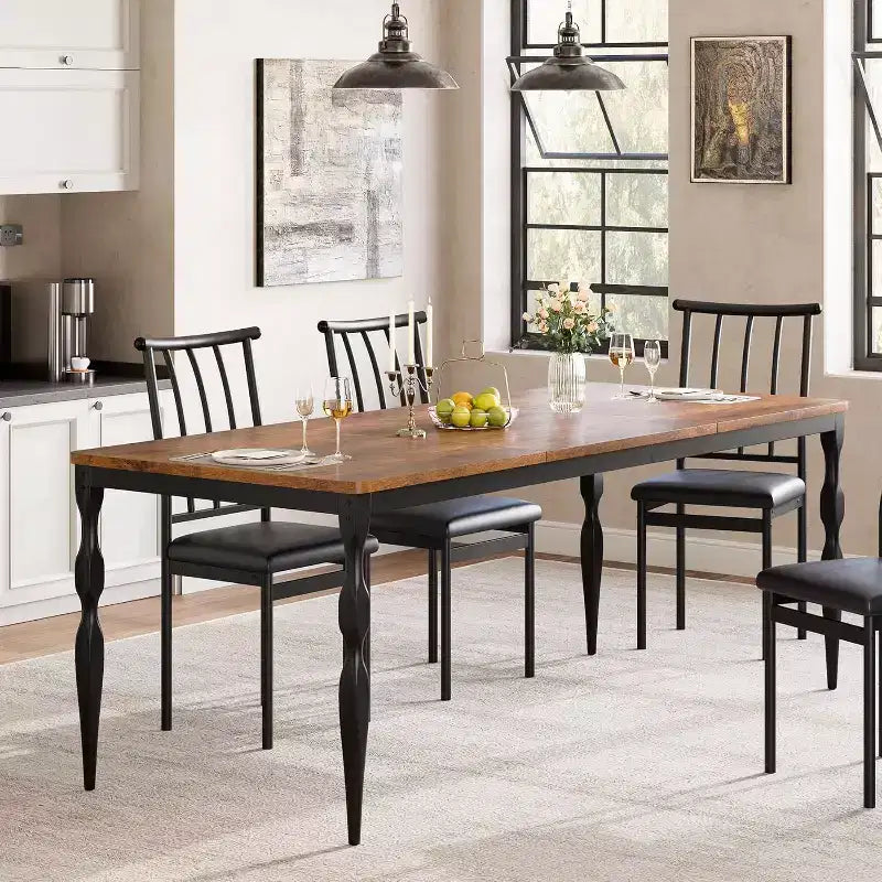 Tavolo da Pranzo Rettangolare per 6 Persone, Tavolo da Cucina Rustico da 200 cm, Tavolo da Pranzo Lungo in Legno, Tavolo da Pranzo e Tavolo per Feste, Grande Famiglia