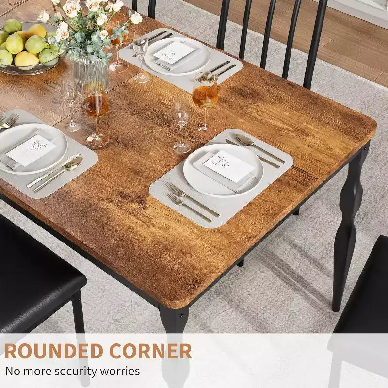 Tavolo da Pranzo Rettangolare per 6 Persone, Tavolo da Cucina Rustico da 200 cm, Tavolo da Pranzo Lungo in Legno, Tavolo da Pranzo e Tavolo per Feste, Grande Famiglia