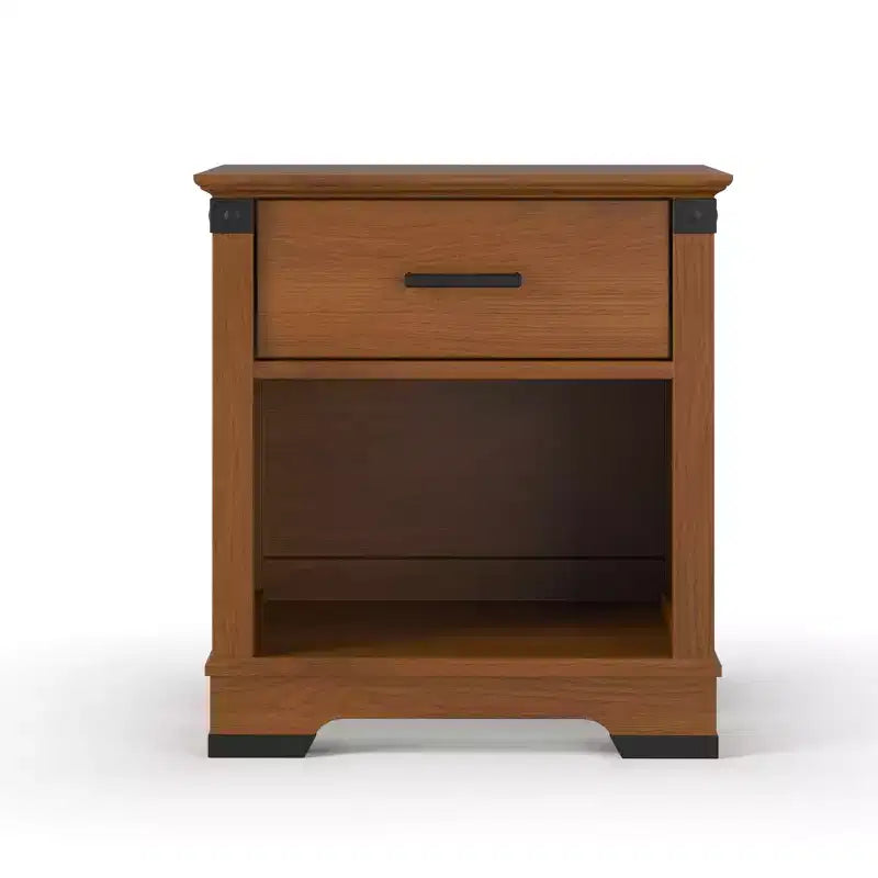 Comodino Redmond a 1 cassetto per cameretta o camera da letto, cassetto portaoggetti capiente, realizzato in robusto legno di pino, finitura atossica e sicura per i bambini
