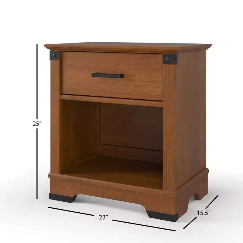 Comodino Redmond a 1 cassetto per cameretta o camera da letto, cassetto portaoggetti capiente, realizzato in robusto legno di pino, finitura atossica e sicura per i bambini