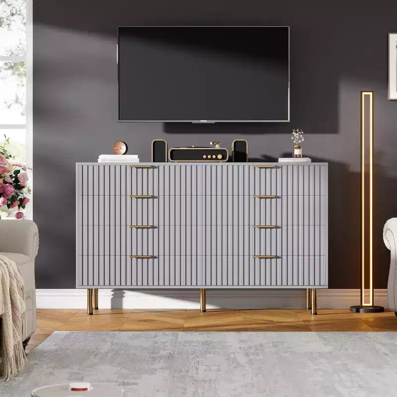 Cassettiera a 8 cassetti per camera da letto, comò moderno in legno largo 55, design anti-ribaltamento, robusto organizzatore per soggiorno, ingresso, cameretta dei bambini