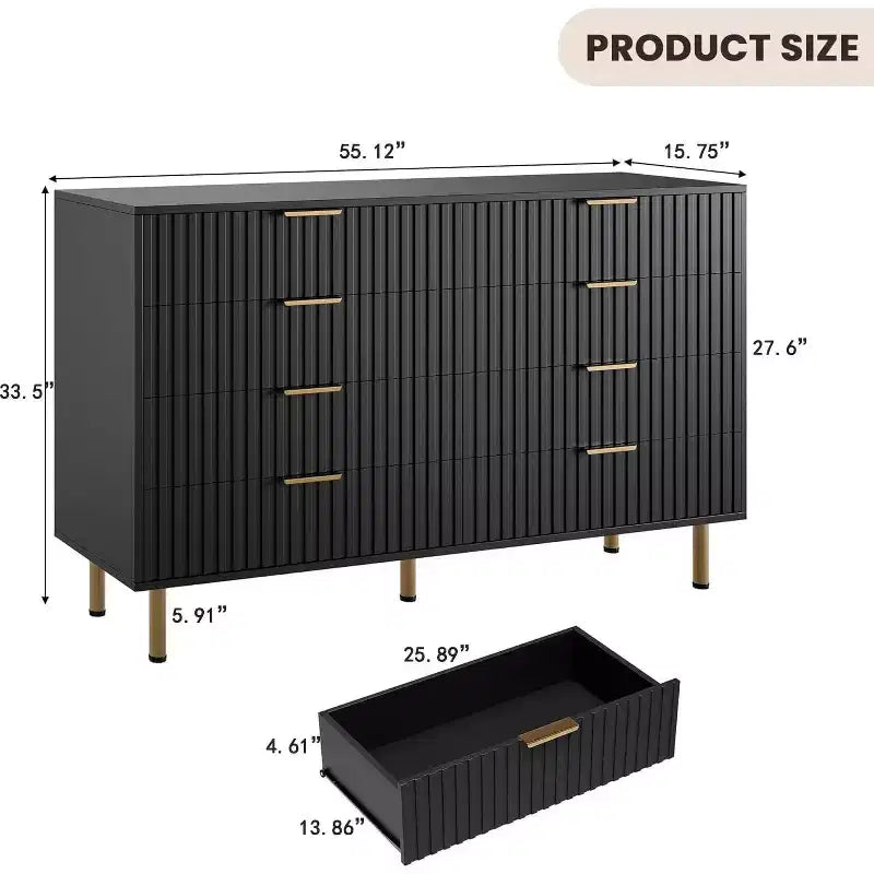 Cassettiera a 8 cassetti per camera da letto, comò moderno in legno largo 55, design anti-ribaltamento, robusto organizzatore per soggiorno, ingresso, cameretta dei bambini
