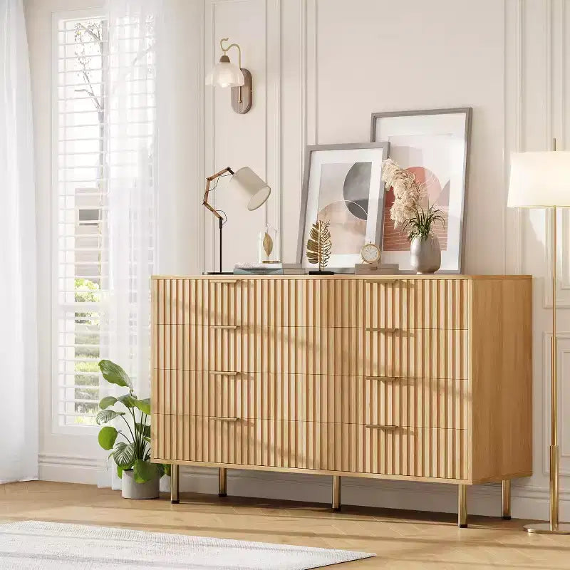 Cassettiera a 8 cassetti per camera da letto, comò moderno in legno largo 55, design anti-ribaltamento, robusto organizzatore per soggiorno, ingresso, cameretta dei bambini