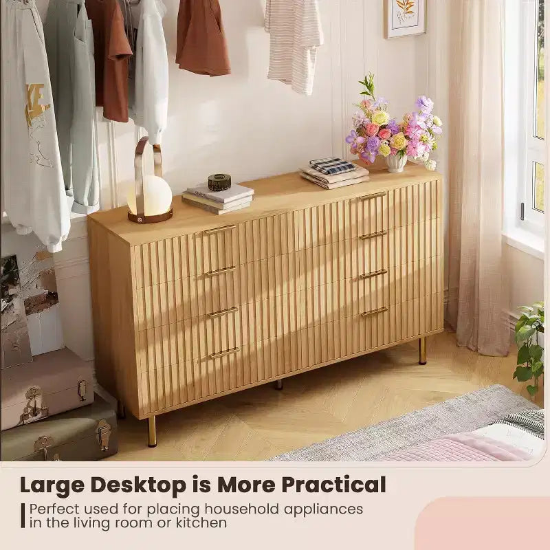 Cassettiera a 8 cassetti per camera da letto, comò moderno in legno largo 55, design anti-ribaltamento, robusto organizzatore per soggiorno, ingresso, cameretta dei bambini