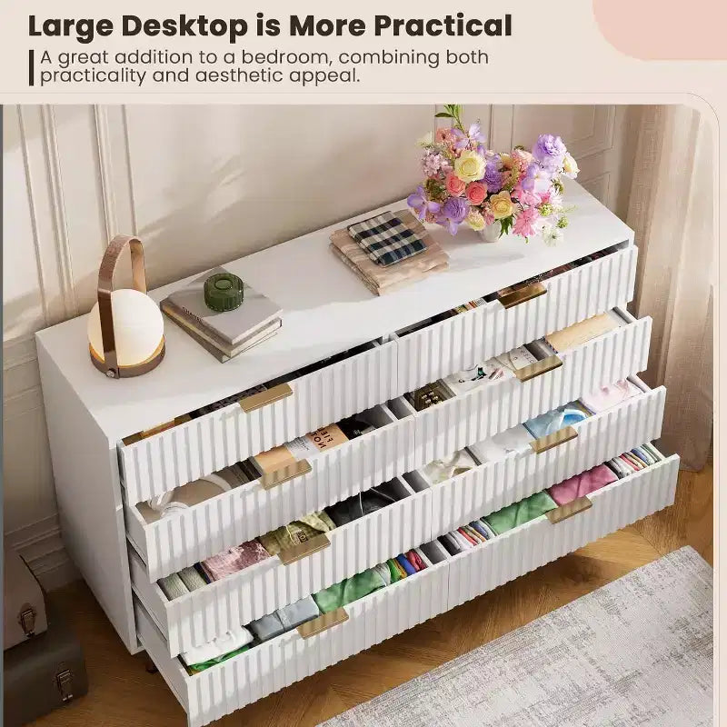 Cassettiera a 8 cassetti per camera da letto, comò moderno in legno largo 55, design anti-ribaltamento, robusto organizzatore per soggiorno, ingresso, cameretta dei bambini