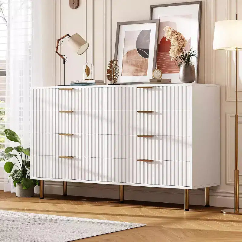 Cassettiera a 8 cassetti per camera da letto, comò moderno in legno largo 55, design anti-ribaltamento, robusto organizzatore per soggiorno, ingresso, cameretta dei bambini