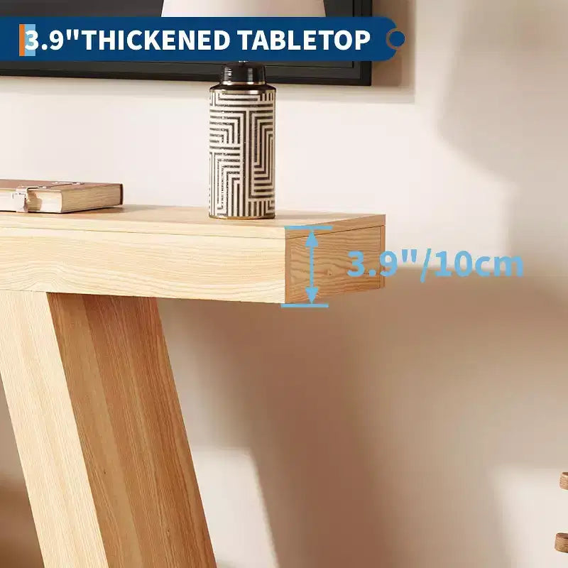 Console da Ingresso con Ripiano Aperto, Tavolino da Divano a 2 Livelli in Legno per Ingresso, Corridoio e Soggiorno - Mobile d'Arredo con Design a Trapezio