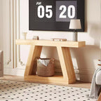 Console da Ingresso con Ripiano Aperto, Tavolino da Divano a 2 Livelli in Legno per Ingresso, Corridoio e Soggiorno - Mobile d'Arredo con Design a Trapezio