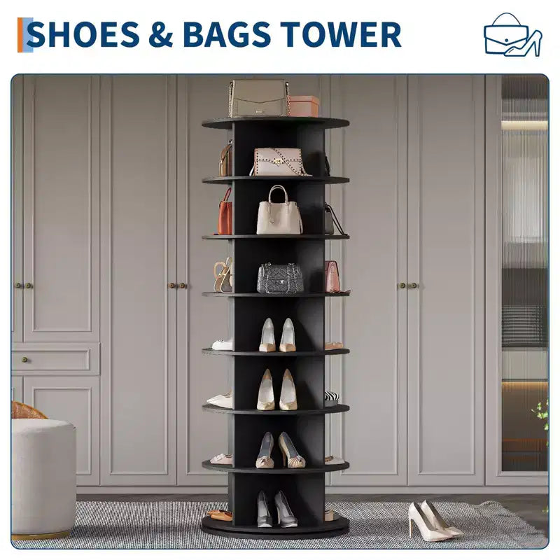 Torre scarpiera, Porta scarpe girevole da terra, Espositore scarpe verticale girevole, Scarpiera salvaspazio girevole rotonda a carosello