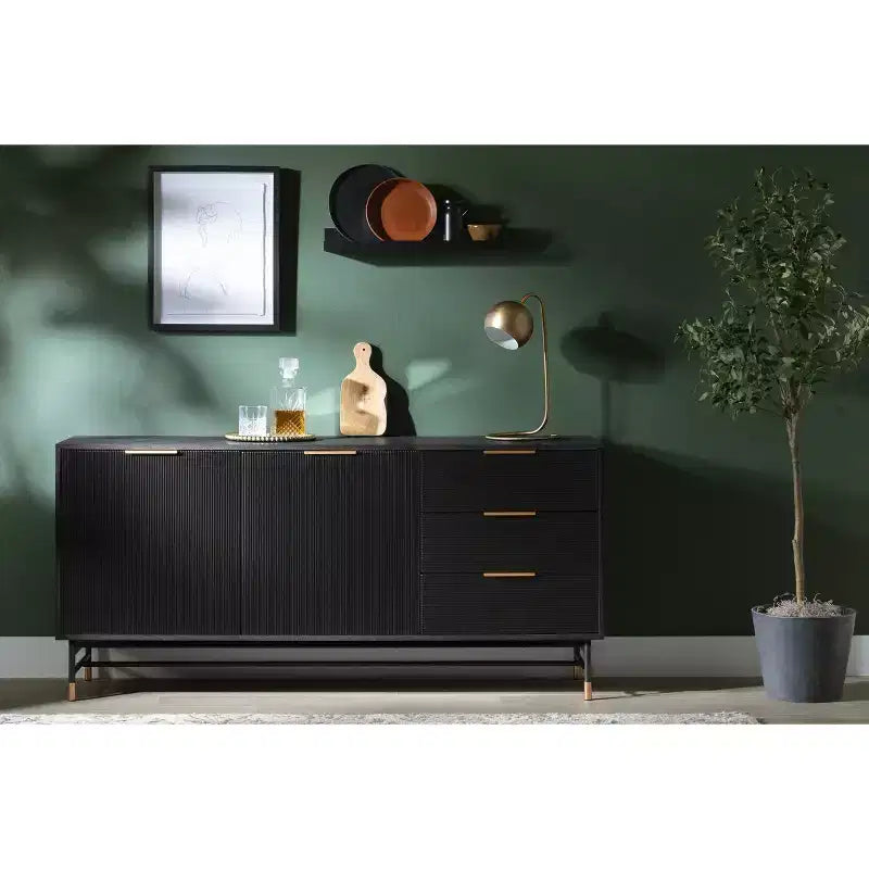 Madia Rovere Cenere/Oro: Credenza Moderna con Contenitore, Mobile da Ingresso, Buffet