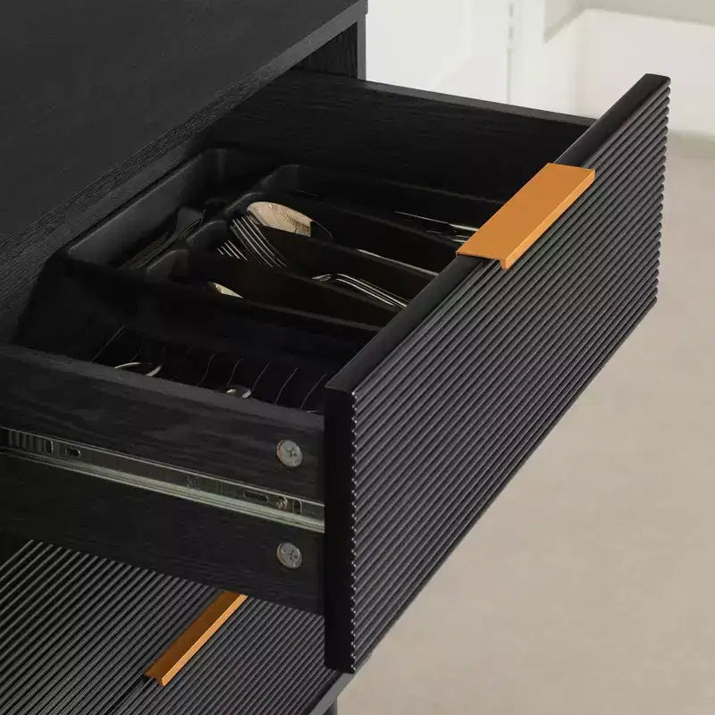 Madia Rovere Cenere/Oro: Credenza Moderna con Contenitore, Mobile da Ingresso, Buffet