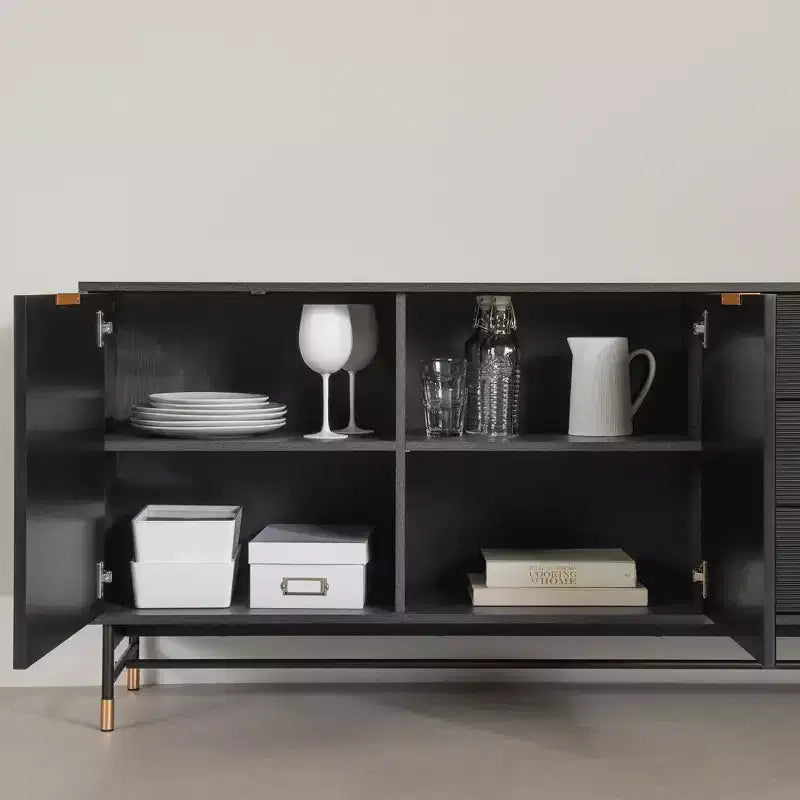 Madia Rovere Cenere/Oro: Credenza Moderna con Contenitore, Mobile da Ingresso, Buffet