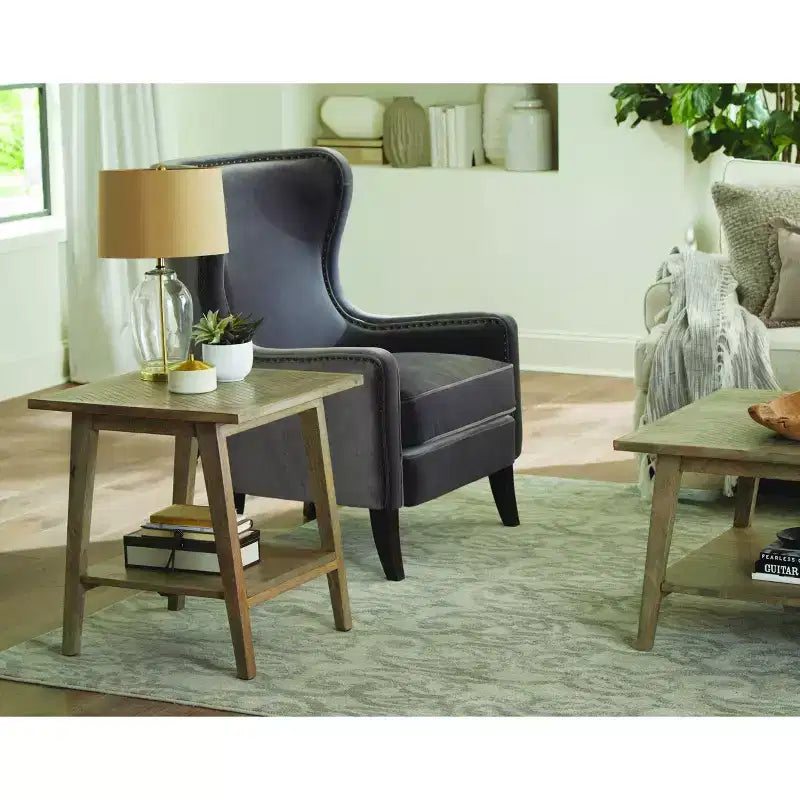 Tavolino Quadrato Naturale: Legno di Mango, Stile Moderno di Metà Secolo, Ripiano Contenitore