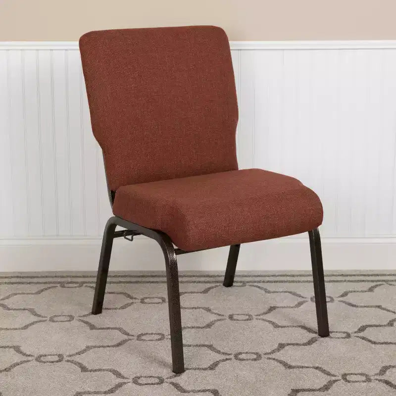 Sedia per auditorium Advantage - Sedia imbottita impilabile - Sedile largo 52 cm - Tessuto cannella/Struttura venata oro