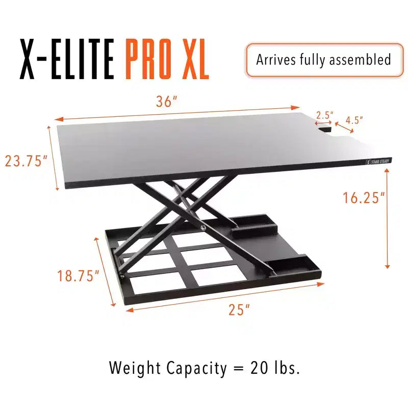 Convertitore per scrivania regolabile in altezza pneumaticamente 36", nero