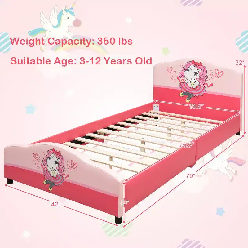 Letto per bambini imbottito con piattaforma per neonati, rosa