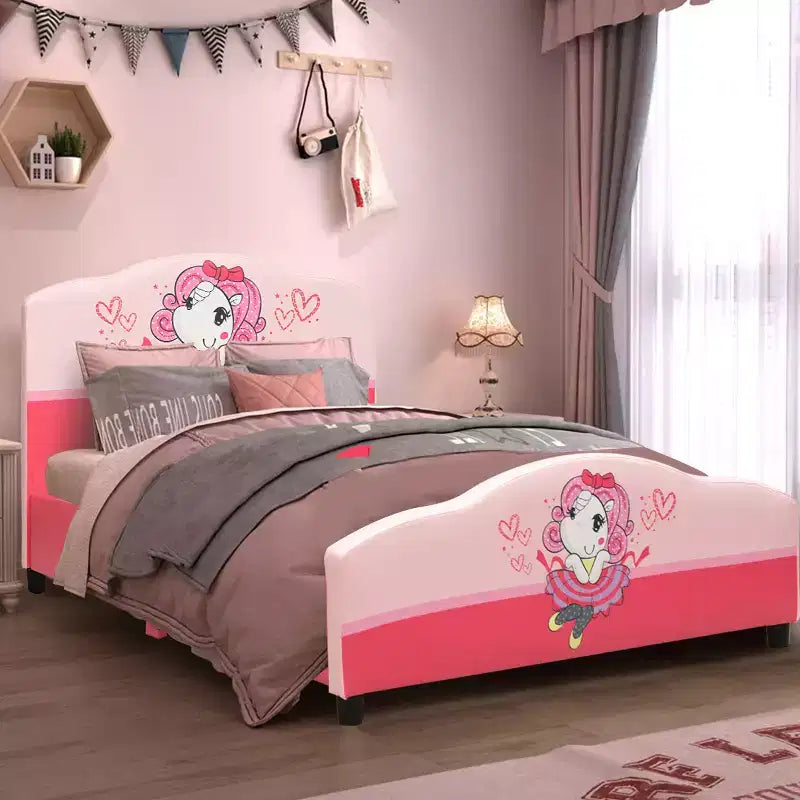 Letto per bambini imbottito con piattaforma per neonati, rosa