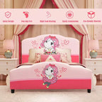Letto per bambini imbottito con piattaforma per neonati, rosa