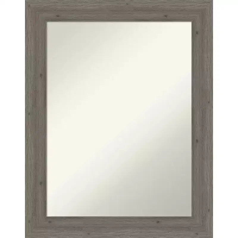 Amanti Art Fencepost Grey Narrow Non-Beveled Wood Bathroom Wall Mirror 28.5 x 22.5 in.
