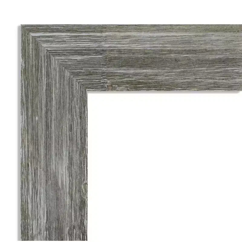 Specchio da parete per bagno in legno, stretto, non smussato, grigio Fencepost, 28,5 x 22,5 pollici