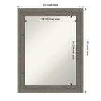 Specchio da parete per bagno in legno, stretto, non smussato, grigio Fencepost, 28,5 x 22,5 pollici