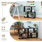 2 PZ Libreria a 2 Ripiani Indipendente in Legno Espositore a Forma di S Scaffale Contenitore Nero/Marrone