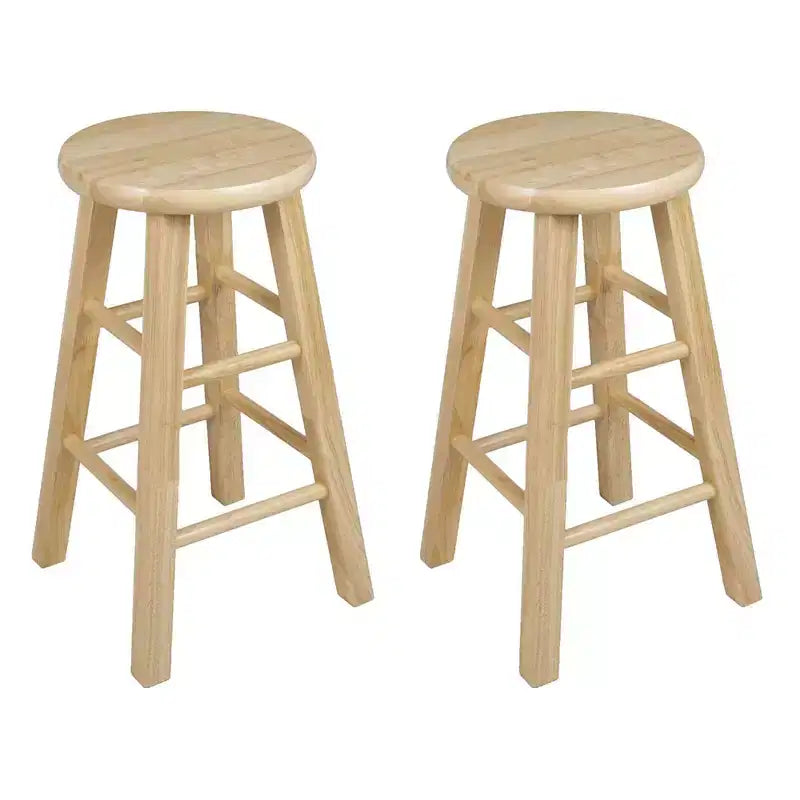 PJ Wood Sgabelli alti da 60 cm con sedile rotondo classico da cucina, naturali (set da 8)