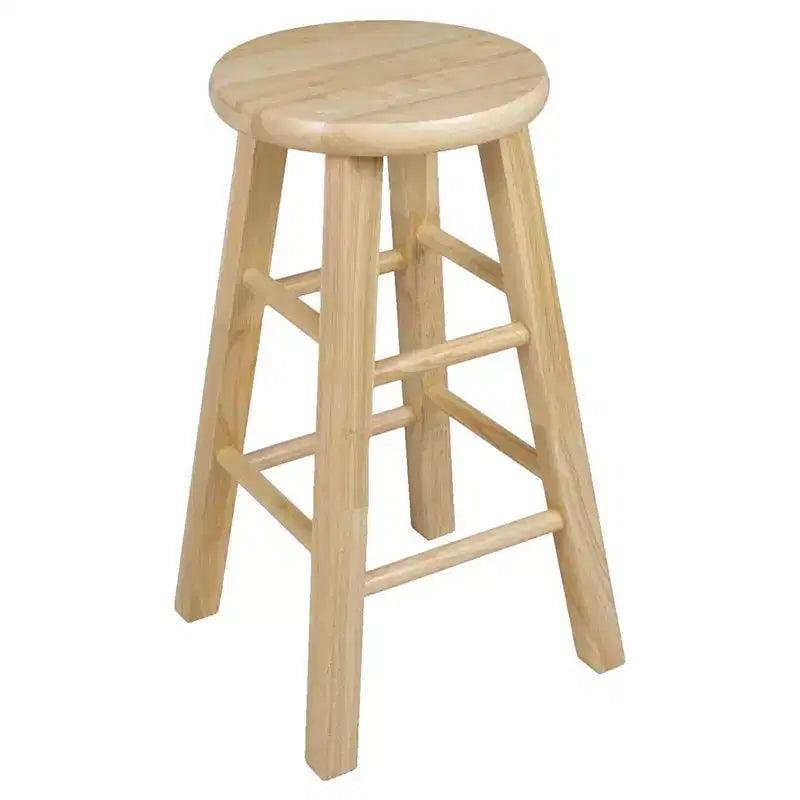 PJ Wood Sgabelli alti da 60 cm con sedile rotondo classico da cucina, naturali (set da 8)