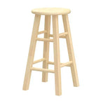 PJ Wood Sgabelli alti da 60 cm con sedile rotondo classico da cucina, naturali (set da 8)