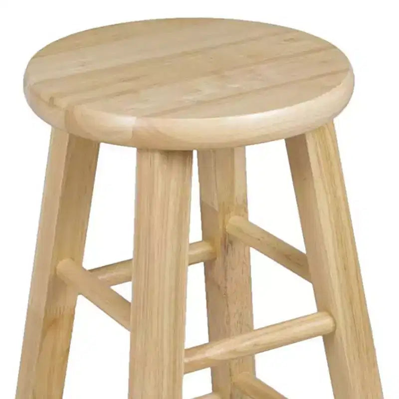 PJ Wood Sgabelli alti da 60 cm con sedile rotondo classico da cucina, naturali (set da 8)