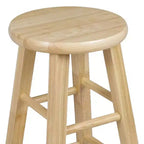 PJ Wood Sgabelli alti da 60 cm con sedile rotondo classico da cucina, naturali (set da 8)