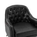 Poltrona a botte per soggiorno Justo 28.5 Wide Tufted in vera pelle con gambe in legno massello| ART OF LIVING DESIGNS