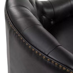 Poltrona a botte per soggiorno Justo 28.5 Wide Tufted in vera pelle con gambe in legno massello| ART OF LIVING DESIGNS