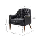 Poltrona a botte per soggiorno Justo 28.5 Wide Tufted in vera pelle con gambe in legno massello| ART OF LIVING DESIGNS