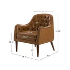Poltrona a botte per soggiorno Justo 28.5 Wide Tufted in vera pelle con gambe in legno massello| ART OF LIVING DESIGNS