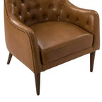 Poltrona a botte per soggiorno Justo 28.5 Wide Tufted in vera pelle con gambe in legno massello| ART OF LIVING DESIGNS