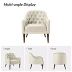 Poltrona a botte per soggiorno Justo 28.5 Wide Tufted in vera pelle con gambe in legno massello| ART OF LIVING DESIGNS